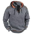 thumbnail image 1 of Ecqkame Men's Long Sleeve Hooded Pullover Sweatshirt Quarter Zip Stand-Up Collar Sports Hoodies Tops Gray M, 1 of 1