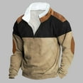 thumbnail image 1 of Ecqkame Men's Long Sleeve Quarter Zip Sweatshirts V Neck Casual Pullover Hoodies Outwork Loose Hooded Sweatshirts Tops B-Black L, 1 of 3
