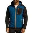 thumbnail image 1 of Ecqkame Men's Outdoor Jackets Fleece Windproof Pocket Zipper Solid Color Jacket Long Sleeved Hooded Climb Sport Run Outerwear Blue XL, 1 of 9