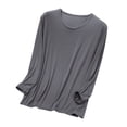 thumbnail image 1 of Ecqkame Men's Pajamas Tops Solid Crew Neck Long Sleeve Lightweight Pullover Sleepwear Casual Fit Loungewear Sleep Top Dark Gray XXXXL, 1 of 7