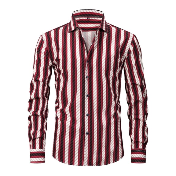 Ecqkame Men's Plaid Shirts Button Down Long Sleeve Turndown Collar Dress Shirt Comfortable Business Casual Tops With Pocket Red XL