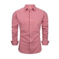 thumbnail image 1 of Ecqkame Men's Plaid Tops Long Sleeve Turndown Collar Shirts Regular Button Down Gingham Business Casual Shirts 01-Red XXL, 1 of 6