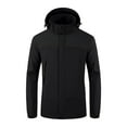 thumbnail image 1 of Ecqkame Men's Rain Jackets Casual Stylish Long Sleeve Hooded Zip Up Outwear Jackets with Zipper Pocket Windbreaker Jackets for Men B-Black XXL on Clearance, 1 of 3