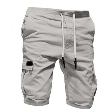 Ecqkame Men's Shorts Loose Casual Classic Drawstring Stretch Breathable Hiking Campping Shorts Mens Shorts light gray L on Clearance