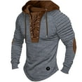 thumbnail image 1 of Ecqkame Men's Sports Hoodie Vintage Sweatshirt Lace Up Long Sleeve Hooded Fitting Well Sweater Tops Dark Gray S, 1 of 2