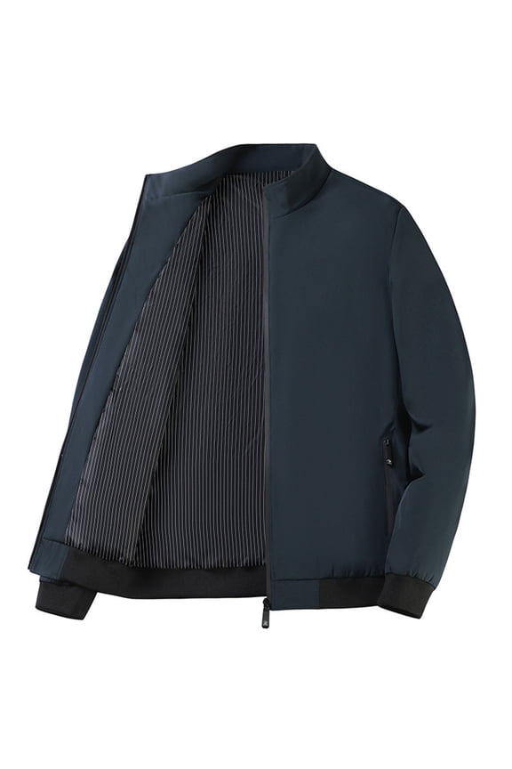 Men's Sports Jackets Casual Lightweight Windbreaker Thin Outwear Solid Color Outdoor Hoodless Jackets Blue XXXL