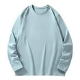 thumbnail image 1 of Ecqkame Men's Sports Sweatshirt Crewneck Soild Color Texture Long Sleeve Sweatshirt Casual Athletic Pullover Sweatshirt 02-Light Blue L, 1 of 7