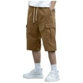 thumbnail image 1 of Ecqkame Men's Stretch Cargo Shorts Summer Casual Classic Outdoor Short Elastic Waist Drawstring Work Short with Multi Pockets 02-Brown M, 1 of 6