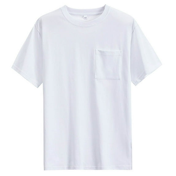 Ecqkame Men's Summer Fashion T-Shirts Casual Loose Short Sleeved Round Neck Tops Solid Color Lightweight Breathable Stretchy Outdoor T-Shirt 01-White XXXL