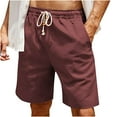 thumbnail image 1 of Ecqkame Men's Summer Shorts Clearance Men Solid Pocket Shorts Casual Wear Work Out Elastic Waist Shorts Wine XXXXL, 1 of 6