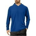 thumbnail image 1 of Ecqkame Men's Sun Protection Hoodie Shirt Long Sleeve Lightweight T-Shirts Fishing Hiking Breathable Solid Color Hooded Blouse 03-Blue S, 1 of 6