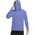 thumbnail image 1 of Ecqkame Men's Sun Protection Hoodie Tops Long Sleeve Fishing Shirt with Hood Mask Lightweight Athletic Running Outdoor Tops 02-Purple XXL, 1 of 7