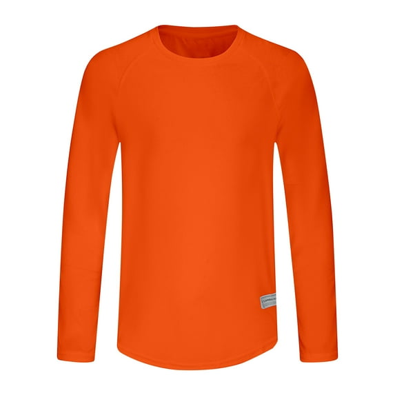 Ecqkame Men's Sun Protection Tops Solid Color Long Sleeve Lightweight Dry Fishing Shirts Breathable Swimming Running Shirts 02-Orange XL