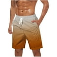 thumbnail image 1 of Ecqkame Men's Swim Trunks Casual Fashion Gradient Color Loose Shorts Pockets Elastic Waist Drawstring Beach Shorts 02-Orange XL, 1 of 5