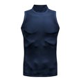 thumbnail image 1 of Ecqkame Men's Turtleneck Tank Tops Fashionable Slim Sleeveless Solid Color Shirts Casual Basic Sports Shirts Navy L, 1 of 9