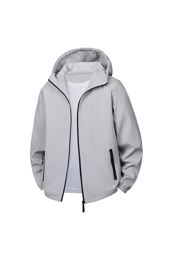 Men's Waterproof Rain Jackets Outdoor Breathable Windproof Zip Coats Fully Sealed Expedition Golf Hooded Outerwear Gray L