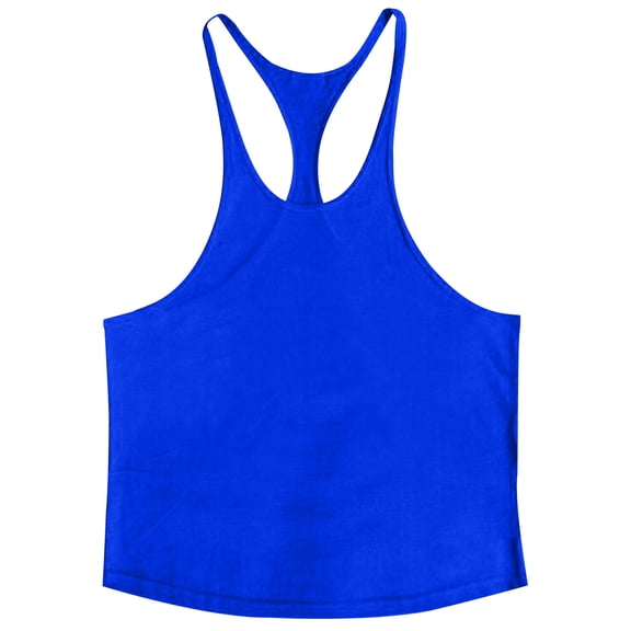 Ecqkame Men's Workout Tank Tops High Resilience Breathable Gym Shirts Muscle Fitness Bodybuilding Sleeveless Shirts 02-Blue S