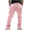 thumbnail image 1 of Ecqkame Mens Cargo Joggers Pants Casual Multi Pockets Tapered Sweatpants Solid Color Elastic Waist Drawstring Stretch Trousers Pink M, 1 of 9