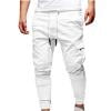 Ecqkame Mens Cargo Joggers Pants Casual Multi Pockets Tapered Sweatpants Solid Color Elastic Waist Drawstring Stretch Trousers White M