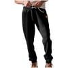 Ecqkame Mens Casual Cargo Pants Elastic Waist Drawsring Joggers Pant Breathable Stretch Trousers with Multiple Pockets Black S