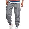 Ecqkame Mens Casual Cargo Pants Elastic Waist Drawsring Joggers Pant Breathable Stretch Trousers with Multiple Pockets Dark Gray XXL
