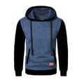 thumbnail image 1 of Ecqkame Mens Casual Hoodies Color Block Long Sleeve Pullover Tops Drawstring Gym Workout Fashion Athletic Sweatshirts Navy S, 1 of 4