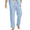 Ecqkame Mens Casual Pants Elastic Waist Drawstring Solid Color Beach Pant Lightweight Loose Vacation Trousers Blue S