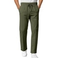 thumbnail image 1 of Ecqkame Mens Casual Pants Fashion Versatile Straight Leg Loose Trousers Drawstring Elastic Waist Baggy Pant with Pockets Army Green L, 1 of 4