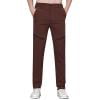 thumbnail image 1 of Ecqkame Mens Casual Sports Pants Ice Silk Comfortable Breathable Pant Anti-Wrinkle High Stretch Button Trousers Coffee 28, 1 of 6