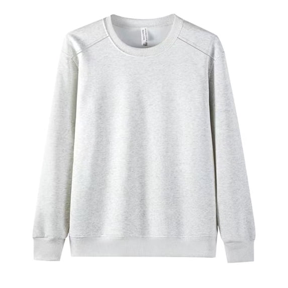 Ecqkame Mens Crewneck Athletic Sweatshirts Long Sleeves Lightweight Pullover Tops Solid Color Daily Versatile Sport Sweatshirt Silver XXXXXL
