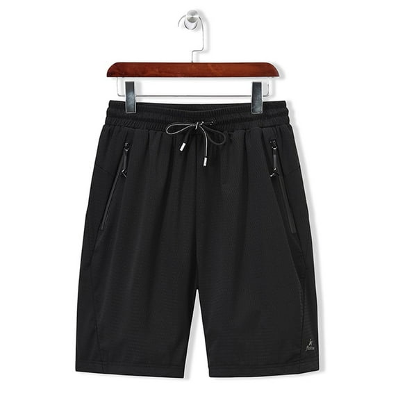 Ecqkame Mens Gym Workout Shorts Quick Dry Bodybuilding Training Running Jogger Shorts with Pockets Black L
