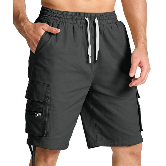 Ecqkame Mens Hiking Cargo Shorts Zipper Pockets Stretch Dry Outdoor Shorts Casual Lightweight Short for Golf Fishing Work Dark Gray XL