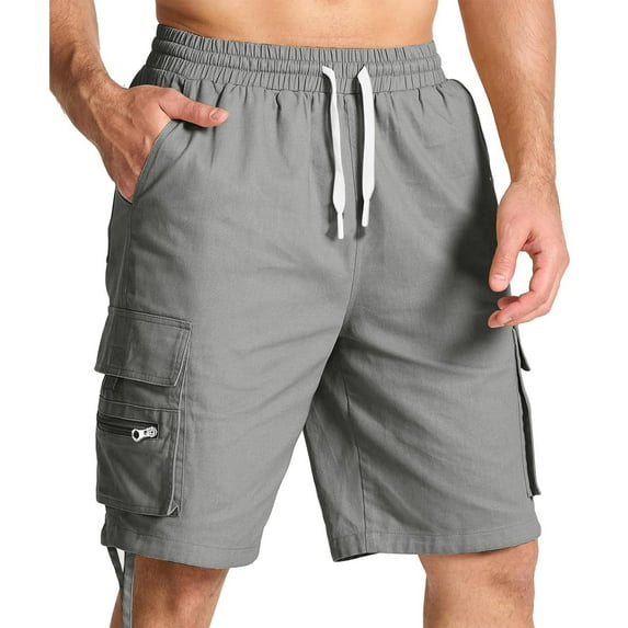 Ecqkame Mens Hiking Cargo Shorts Zipper Pockets Stretch Dry Outdoor Shorts Casual Lightweight Short for Golf Fishing Work Gray-A M