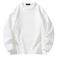 thumbnail image 1 of Ecqkame Mens Loose Crewneck Athletic Sweatshirts Long Sleeves Lightweight Workout Pullover Tops Solid Color Sport Sweatshirt White M, 1 of 8