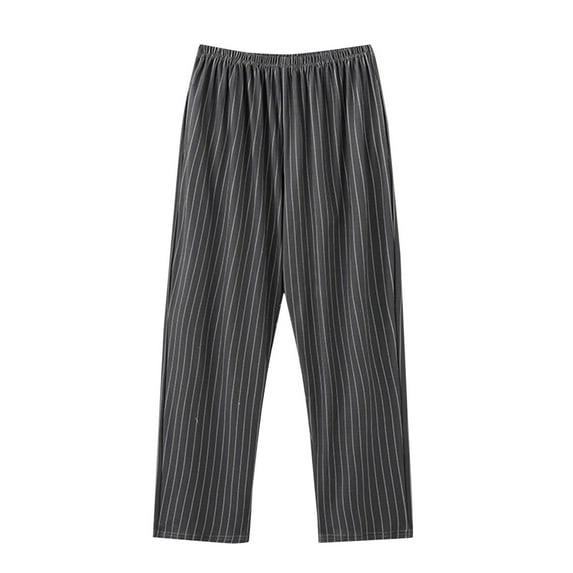 Ecqkame Mens Pajama Pants Casual Solid Color Double Pocket Straight-Leg Pants Loose Elastic Waist Drawstring Pants Gray-B M
