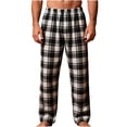 thumbnail image 1 of Ecqkame Mens Pajama Pants Plaid Printing Lounge Lightweight Pant Casual Loose Straight Everyday Trousers with Pockets White XL, 1 of 6