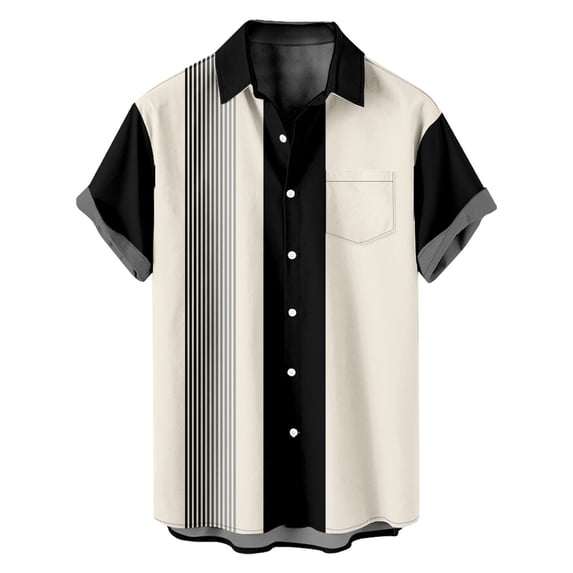 Ecqkame Mens Shirts Loose Casual Fashion Printed Turndown Collar Short Sleeve Pocket Button Shirt Tops Mens Shirt White L