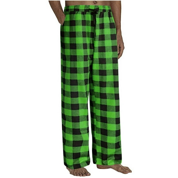 Ecqkame Mens Soft Cotton Loose Plaid Pajama Pants Lightweight Pjs Bottoms Sleepwear Bottom Pants With Pocket Green B S