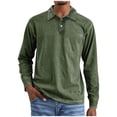thumbnail image 1 of Ecqkame Mens Summer Casual Shirts Fashion Long Sleeve Button Classic Solid Color Shirts Basic Turndown Collar Work Golf Shirts 01-Army Green XXXL, 1 of 6