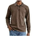 thumbnail image 1 of Ecqkame Mens Summer Casual Shirts Fashion Long Sleeve Button Classic Solid Color Shirts Basic Turndown Collar Work Golf Shirts 01-Brown S, 1 of 6