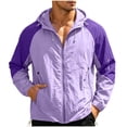 thumbnail image 1 of Ecqkame Mens Sun Protection Jackets Quick Dry Casual Thin Breathable Tops Outdoor Fishing Hiking Sport Zipper Hooded Coat Purple L, 1 of 9
