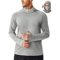 thumbnail image 1 of Ecqkame Mens Sunscreen Hoodie Tops Long Sleeve Lightweight Casual Solid Color Sport Top Pullover Workout Hooded Tops with Face Mask 01-Gray XXXL, 1 of 8