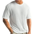 thumbnail image 1 of Ecqkame Mens T-Shirts Summer Solid Color Round Neck Short Sleeve Knitted Outdoor Breathable T Shirts for Men White XL, 1 of 5