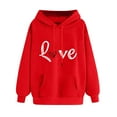 thumbnail image 1 of Ecqkame Oversized Sweatshirt for Women Heart Print Winter Hoodie Pullover Tops Long Sleeved Comfortable Athletic Sweatshirt with Pocket E-Red XL, 1 of 6
