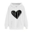 thumbnail image 1 of Ecqkame Oversized Sweatshirt for Women Heart Print Winter Hoodie Pullover Tops Long Sleeved Comfortable Athletic Sweatshirt with Pocket I-White S, 1 of 6