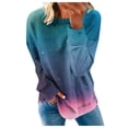 thumbnail image 1 of Ecqkame Oversized Sweatshirt for Women Crew Neck Gradient Color Sweatshirt Long Sleeve Casual Lightweight Pullover Tops B-Blue C XXL on Clearance, 1 of 5