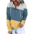 thumbnail image 1 of Ecqkame Oversized Sweatshirt for Women Drawstring Hoodies Sweater Block Color Long-Sleeved Casual Pullover Tops Navy M, 1 of 5