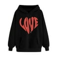 thumbnail image 1 of Ecqkame Oversized Sweatshirt for Women Heart Print Winter Hoodie Pullover Tops Long Sleeved Comfortable Athletic Sweatshirt with Pocket G-Black L, 1 of 6