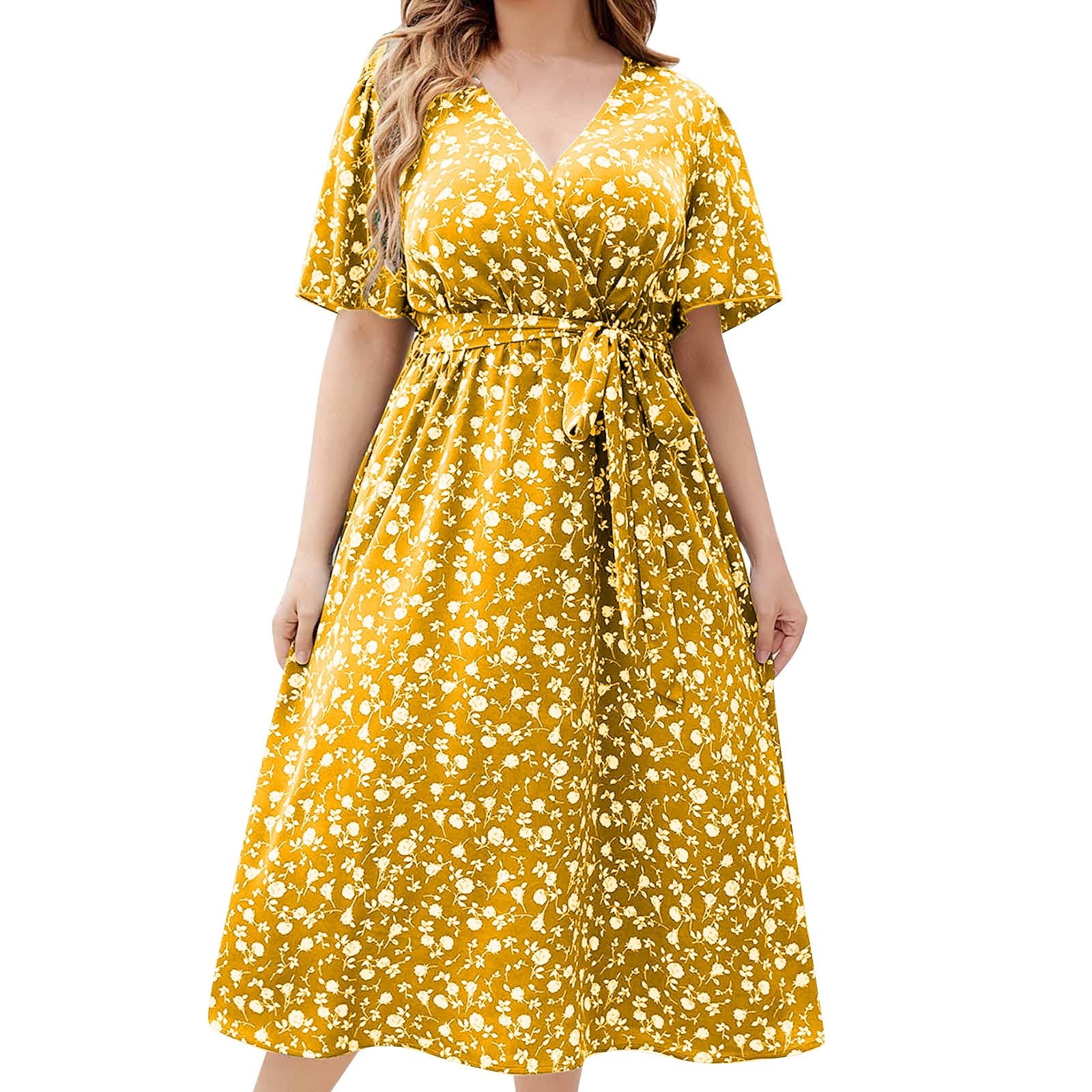 XINUO Womens Dresses Green Floral Maxi Dress V Neck High