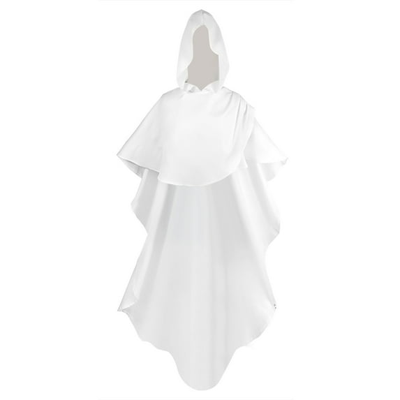 Ecqkame Plus Size Renaissance Cosplay Vintage Maxi DressCosplay Men's And Women Cloak For Jedi Robe Costume Solid Color Tunic Hooded Uniform White S